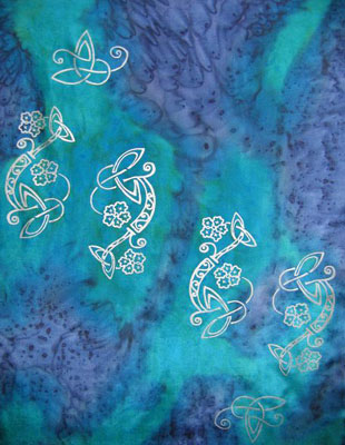 Pure Silk Shawls hand painted over Celtic designs