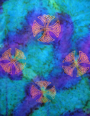 Pure Silk Shawls hand painted over Celtic designs