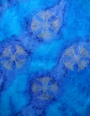 Pure Silk Shawls hand painted over Celtic designs