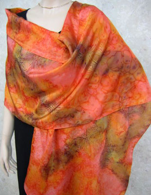 Pure Silk Shawls hand painted over Celtic designs