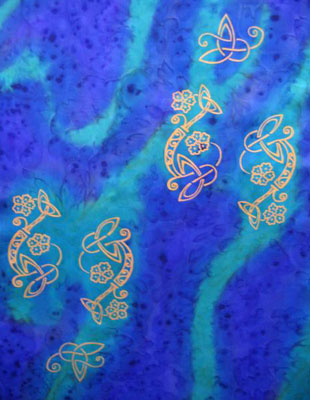 Pure Silk Shawls hand painted over Celtic designs