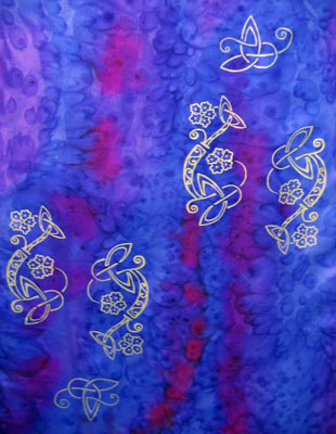 Pure Silk Shawls hand painted over Celtic designs