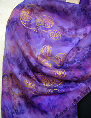 Pure Silk Shawls hand painted over Celtic designs
