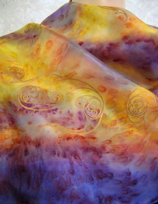 Pure Silk Shawls hand painted over Celtic designs