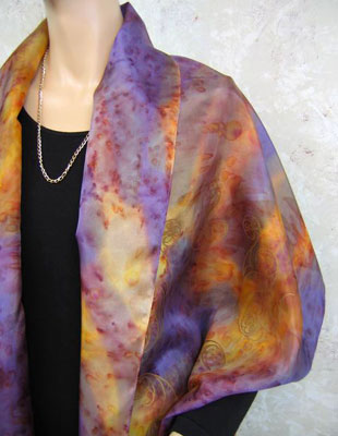 Pure Silk Shawls hand painted over Celtic designs