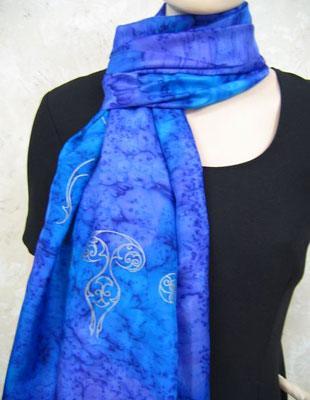 Pure Silk Shawls hand painted over Celtic designs