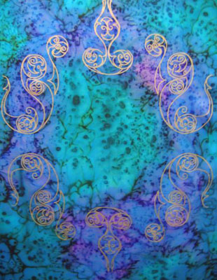 Pure Silk Shawls hand painted over Celtic designs