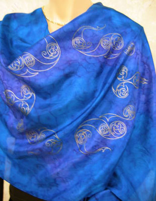 Pure Silk Shawls hand painted over Celtic designs