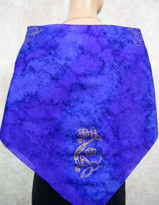 Square Silk Scarves painted over Celtic designs