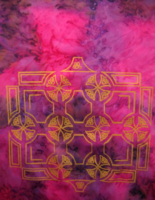 Square Silk Scarves painted over Celtic designs