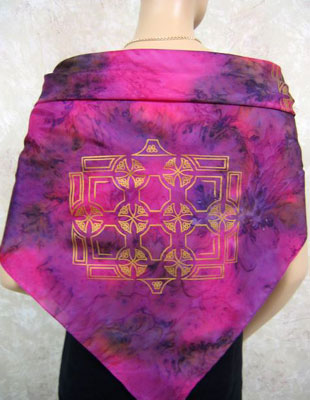 Square Silk Scarves painted over Celtic designs