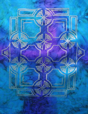 Square Silk Scarves painted over Celtic designs