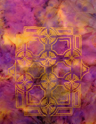 Square Silk Scarves painted over Celtic designs