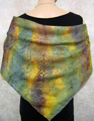 Square Silk Scarves painted over Celtic designs