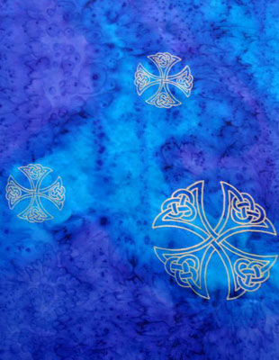 Square Silk Scarves painted over Celtic designs