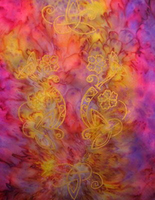 Square Silk Scarves painted over Celtic designs
