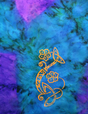 Square Silk Scarves painted over Celtic designs