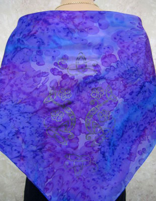Square Silk Scarves painted over Celtic designs
