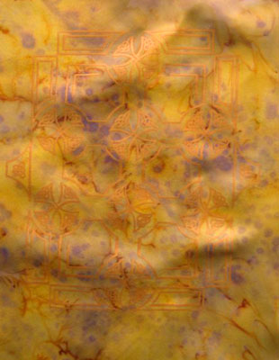 Square Silk Scarves painted over Celtic designs