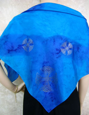 Square Silk Scarves painted over Celtic designs