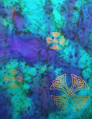 Square Silk Scarves painted over Celtic designs