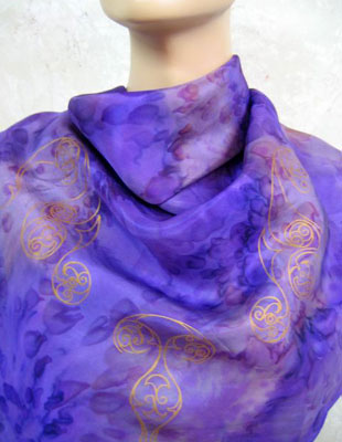 Square Silk Scarves painted over Celtic designs