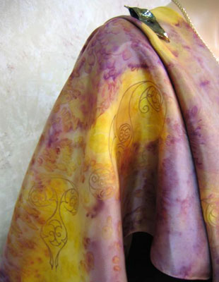 Square Silk Scarves painted over Celtic designs