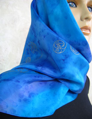 Square Silk Scarves painted over Celtic designs
