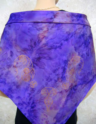 Square Silk Scarves painted over Celtic designs