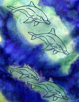 Long Silk Scarves painted over Dolphin designs