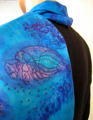Long Silk Scarves painted over Dolphin designs