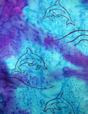 Long Silk Scarves painted over Dolphin designs