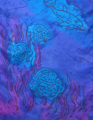Long Silk Scarves painted over Dolphin designs