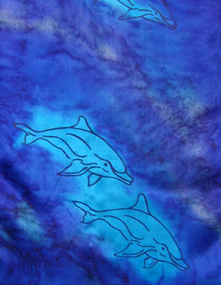 Long Silk Scarves painted over Dolphin designs