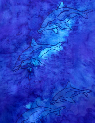 Long Silk Scarves painted over Dolphin designs