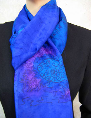 Long Silk Scarves painted over Dolphin designs