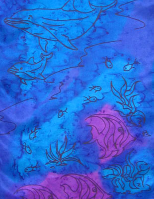 Long Silk Scarves painted over Dolphin designs