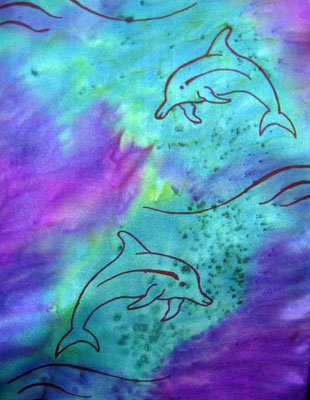 Long Silk Scarves painted over Dolphin designs
