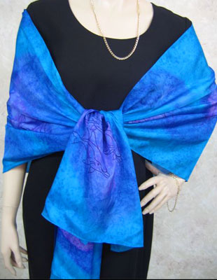 Silk Shawls painted over Dolphin designs