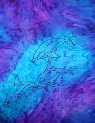 Silk Shawls painted over Dolphin designs