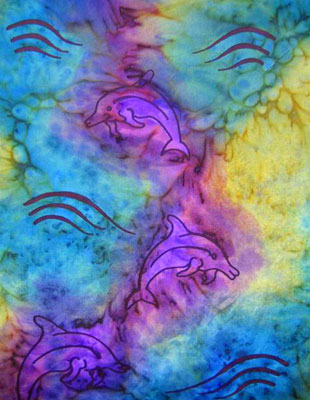 Silk Shawls painted over Dolphin designs