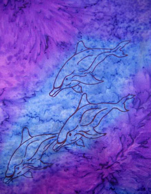 Silk Shawls painted over Dolphin designs