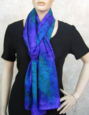 Silk Shawls painted over Dolphin designs