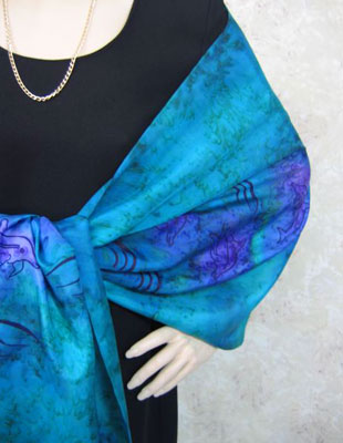 Silk Shawls painted over Dolphin designs