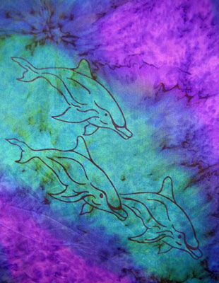 Silk Shawls painted over Dolphin designs