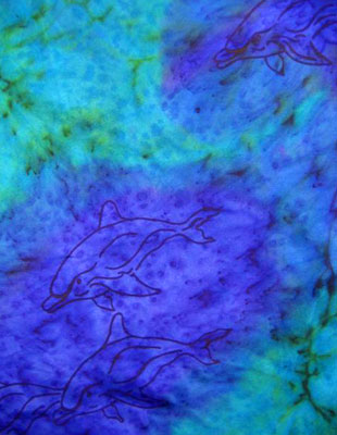 Square Silk Scarves painted over Dolphin designs