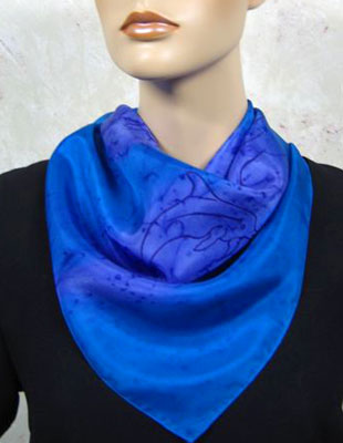 Square Silk Scarves painted over Dolphin designs