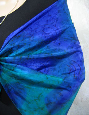 Square Silk Scarves painted over Dolphin designs