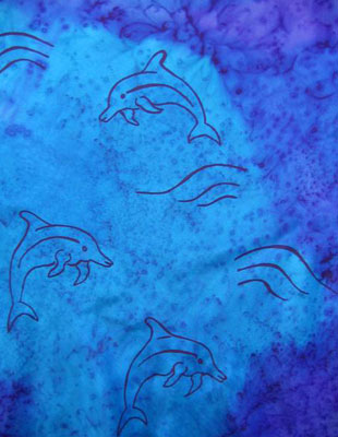 Square Silk Scarves painted over Dolphin designs