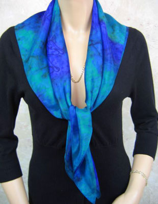 Square Silk Scarves painted over Dolphin designs